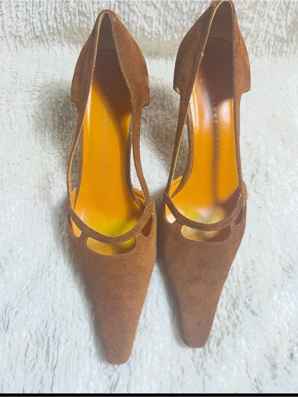 Martinez Valero Brown Suede Pointed-Toe Women's slip on Heels SZ9B